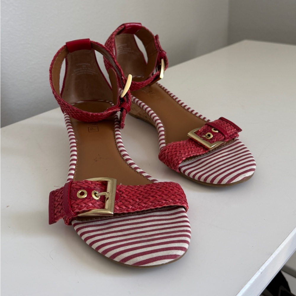 Sperry Red and White Nautical Sandals